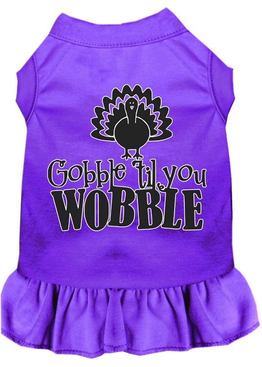 Gobble til You Wobble Screen Print Dog Dress Purple XS